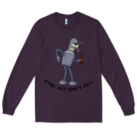 Plum Futurama Ctrl Alt Shift Kill Bender Long Sleeve Tee - artisFamous