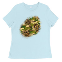 Baby Blue camouflage and leopard patch  5 Ladies Tee - BundleAndBundleShop