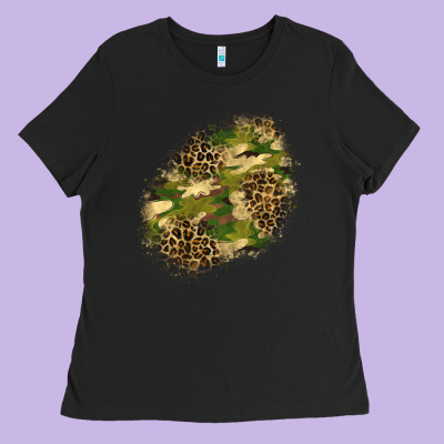 Camouflage And Leopard Patch  5 Ladies Tee Designed By Bundleandbundleshop