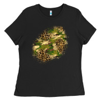 Black camouflage and leopard patch  5 Ladies Tee - BundleAndBundleShop