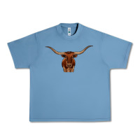 Pebble Blue texas longhorn illustration Urban Heavy Tee - CowhideDigitalArt