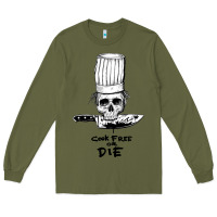 Army Green bourdain cook free or die Long Sleeve Tee - artisFamous