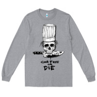 Heather Grey bourdain cook free or die Long Sleeve Tee - artisFamous