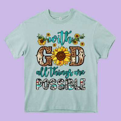 With God All Things Are Possible Heavy Core Tee Designed By Oliviacreatesart