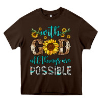 Chocolate Brown with god all things are possible Heavy Core Tee - OliviaCreatesArt