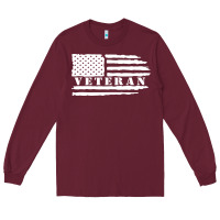 Burgundy american veteran, patriotic american tee, army style sweatshirt Long Sleeve Tee - artisFamous
