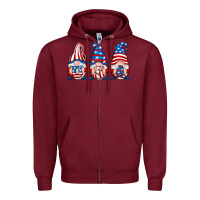 Burgundy usa fourth of july gnomes Zipper Hoodie - RanaPortraitStore