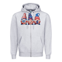 Heather Grey usa fourth of july gnomes Zipper Hoodie - RanaPortraitStore