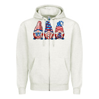 Oatmeal Heather usa fourth of july gnomes Zipper Hoodie - RanaPortraitStore
