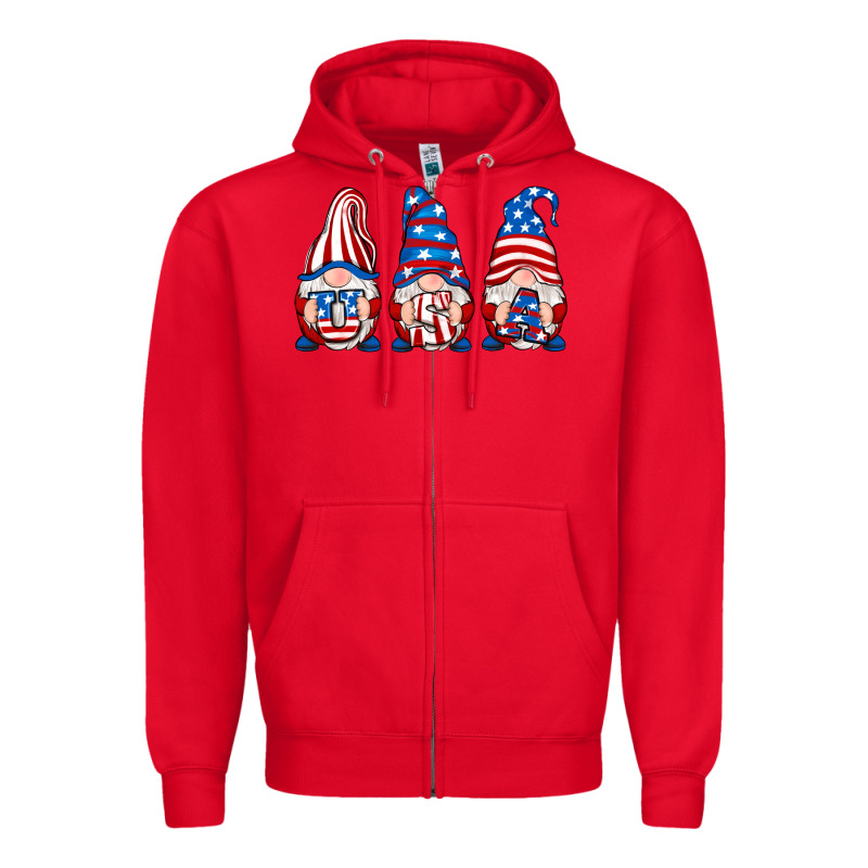 Usa Fourth Of July Gnomes Zipper Hoodie by RanaPortraitStore | Teevron