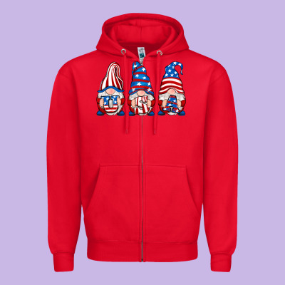 Usa Fourth Of July Gnomes Zipper Hoodie Designed By Ranaportraitstore