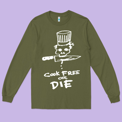 Bourdain Cook Free Or Die Long Sleeve Tee Designed By Artisfamous