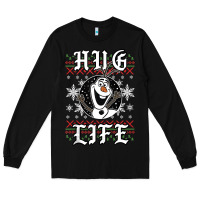 Black fro.zen o.l.a.f hug life ugly christmas sweater style shirt Long Sleeve Tee - artisFamous