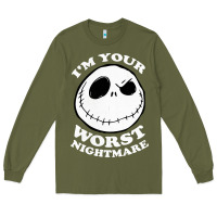 Army Green j.a.c.k  skel.ling.ton  worst nightmare t shirt Long Sleeve Tee - artisFamous