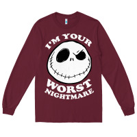 Burgundy j.a.c.k  skel.ling.ton  worst nightmare t shirt Long Sleeve Tee - artisFamous