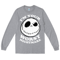 Heather Grey j.a.c.k  skel.ling.ton  worst nightmare t shirt Long Sleeve Tee - artisFamous