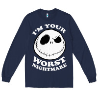 Navy j.a.c.k  skel.ling.ton  worst nightmare t shirt Long Sleeve Tee - artisFamous