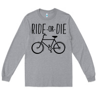 Heather Grey ride or die bicycle Long Sleeve Tee - artisFamous