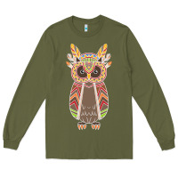 Army Green Native OWL Long Sleeve Tee - artisFamous