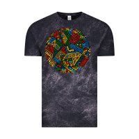 Cloud Black african fabric pattern round earrings 3 Vintage Tee - BundleAndBundleShop