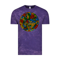 Cloud Purple african fabric pattern round earrings 3 Vintage Tee - BundleAndBundleShop