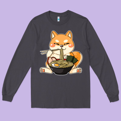 Shiba Inu Dog Ramen Long Sleeve Tee Designed By Artisfamous