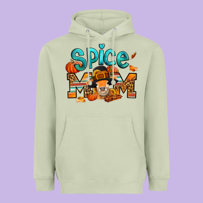 Thanksgiving Spice Mom Pilgrim Cow Heavyweight Hoodie Designed By Jasminsmagicworld