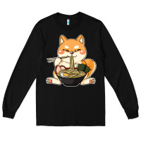 Black shiba inu dog ramen Long Sleeve Tee - artisFamous