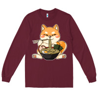 Burgundy shiba inu dog ramen Long Sleeve Tee - artisFamous