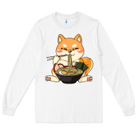 White shiba inu dog ramen Long Sleeve Tee - artisFamous