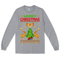 Heather Grey merry christmas Long Sleeve Tee - artisFamous