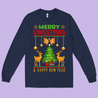 Merry Christmas Long Sleeve Tee Designed By Artisfamous
