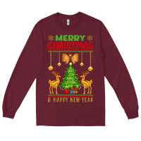 Burgundy merry christmas Long Sleeve Tee - artisFamous