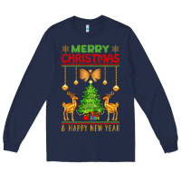 Navy merry christmas Long Sleeve Tee - artisFamous