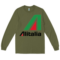 Army Green alitalia Long Sleeve Tee - artisFamous