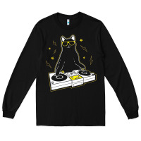Black cat dj Long Sleeve Tee - artisFamous