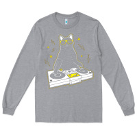 Heather Grey cat dj Long Sleeve Tee - artisFamous
