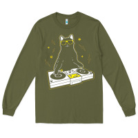 Army Green cat dj Long Sleeve Tee - artisFamous