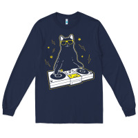 Navy cat dj Long Sleeve Tee - artisFamous