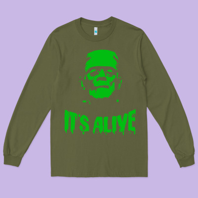 Frankenstein Long Sleeve Tee Designed By Artisfamous