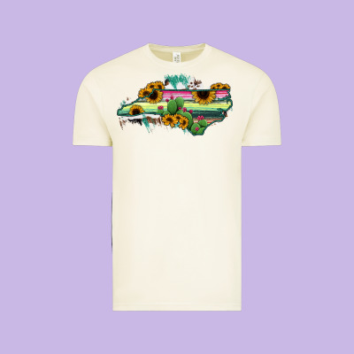 North Carolina Map Sunflower Cactus Serape Vintage Tee Designed By Ranaportraitstore