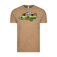 Vintage Coffee North Carolina Map Sunflower Cactus Serape Vintage Tee - RanaPortraitStore