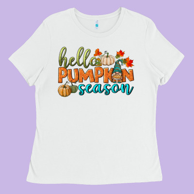 Hello Pumpkin Season Ladies Tee Designed By Bundleandbundleshop