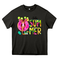 Asphalt Hello Summer Donut Girl Heavy Core Tee - CowCowDesign
