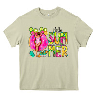 Mossy Hello Summer Donut Girl Heavy Core Tee - CowCowDesign
