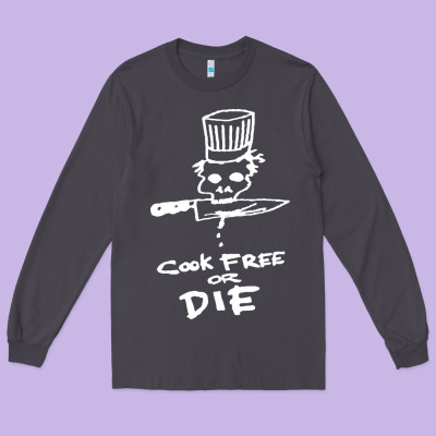 Bourdain Cook Free Or Die Long Sleeve Tee Designed By Artisfamous