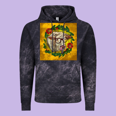 Christmas Charolais Cow Face Vintage Hoodie Designed By Lillyallendesigns