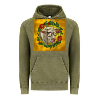 Vintage Olive christmas charolais cow face Vintage Hoodie - LillyAllenDesigns