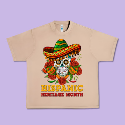 Sombrero Skull Heritage Urban Heavy Tee Designed By Bundleandbundleshop