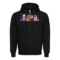 Black 4th of july coffe cups Zipper Hoodie - RanaPortraitStore